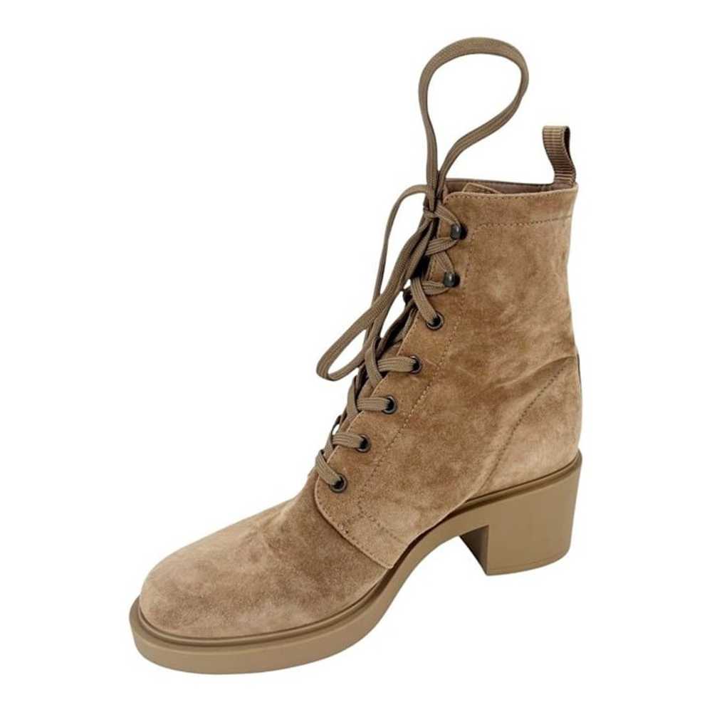 Gianvito Rossi Suede Lace Up Combat Boots - image 2