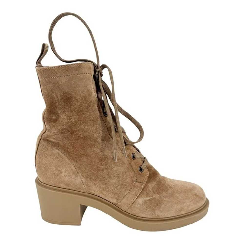 Gianvito Rossi Suede Lace Up Combat Boots - image 4