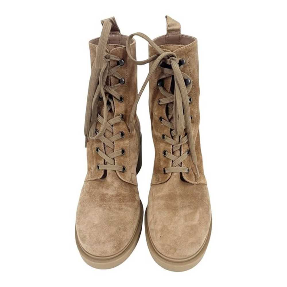 Gianvito Rossi Suede Lace Up Combat Boots - image 7