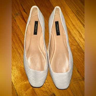 Ann Taylor Beige Nude Snakeskin Leather Ballet Fla