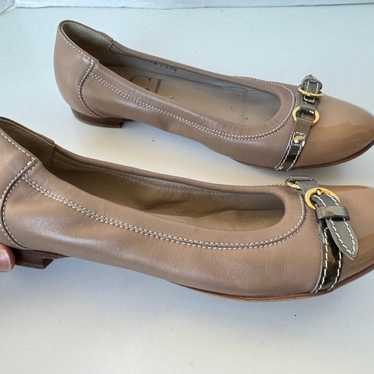 AGL Monika Tan Buckle Cap Toe Ballet Flats Shoes … - image 1