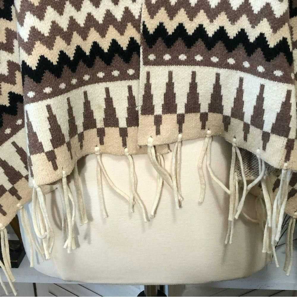 Vintage Vintage Western zigzag fringes wool cream… - image 4