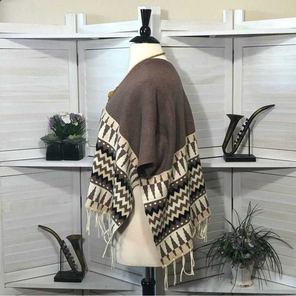 Vintage Vintage Western zigzag fringes wool cream… - image 9