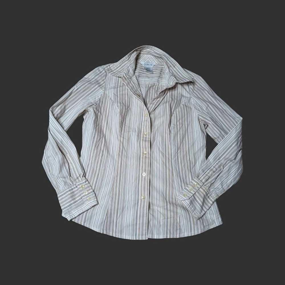 y2k vintage pinstripe long sleeve button front to… - image 3