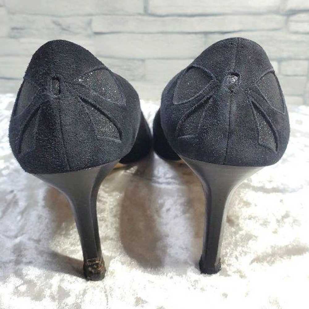 Boutique Osaki 24cm Pumps Black Suede Ribbon Motif - image 4