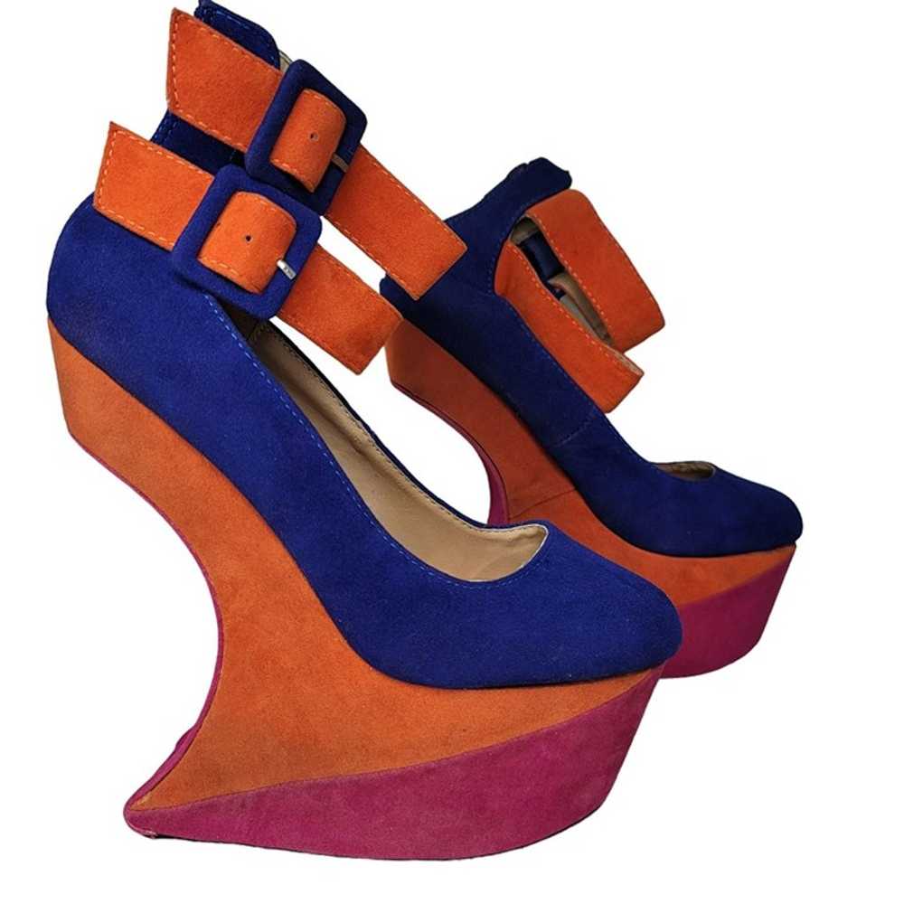 bumper nwot color block ankle strap crazy heels a… - image 1