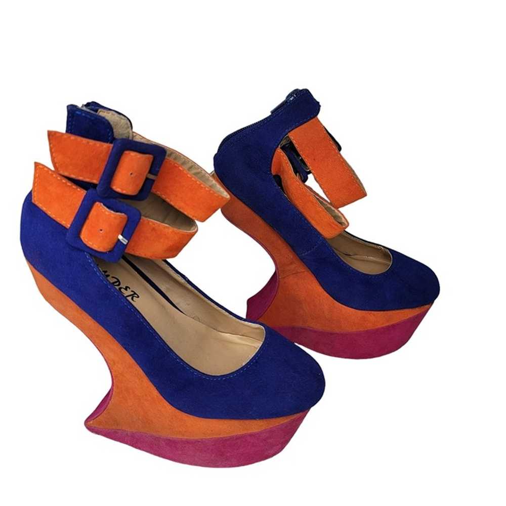 bumper nwot color block ankle strap crazy heels a… - image 5