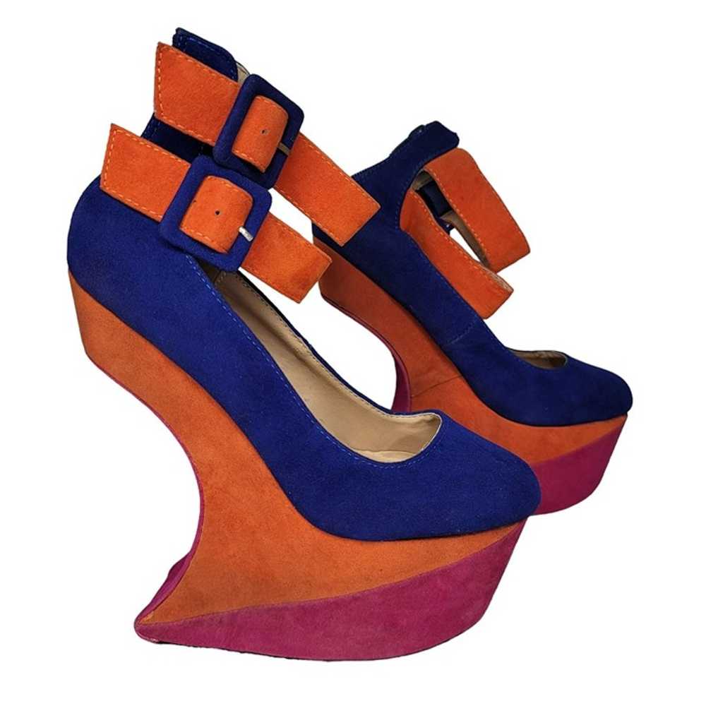 bumper nwot color block ankle strap crazy heels a… - image 6