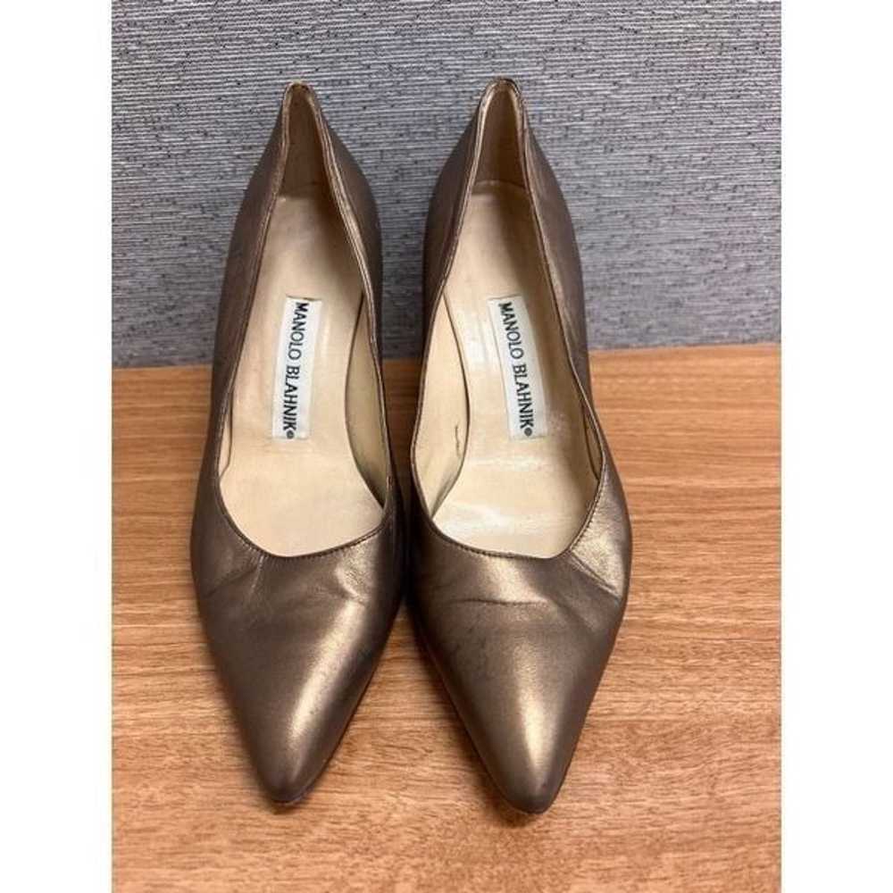 MANOLO BLAHNIK Light Brown Satin Pump Pointed Hee… - image 1