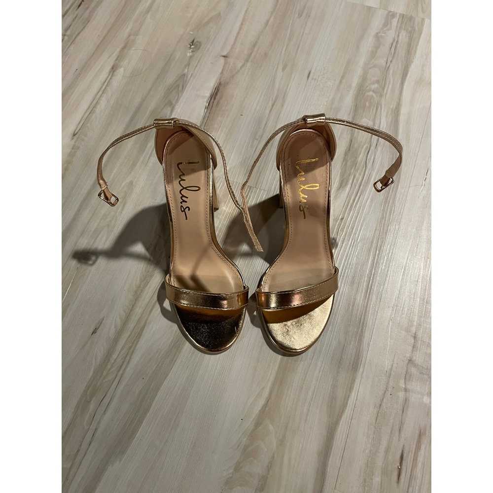 Lulu's Taylor Ankle strap rose gold block heels s… - image 2