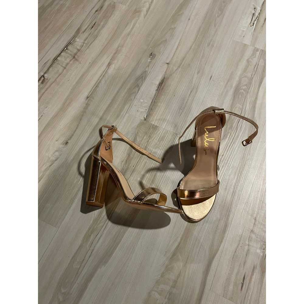 Lulu's Taylor Ankle strap rose gold block heels s… - image 3