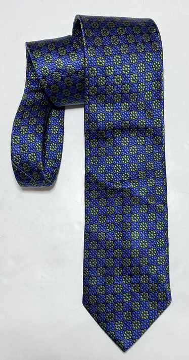 TINO COSMA BLUE TIE 100% SILK GEOMETRIC 58''/3.5''