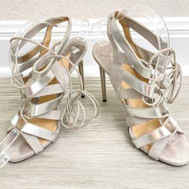 Paul Andrew Tempest Metallic Suede Lace-Up Sandal 