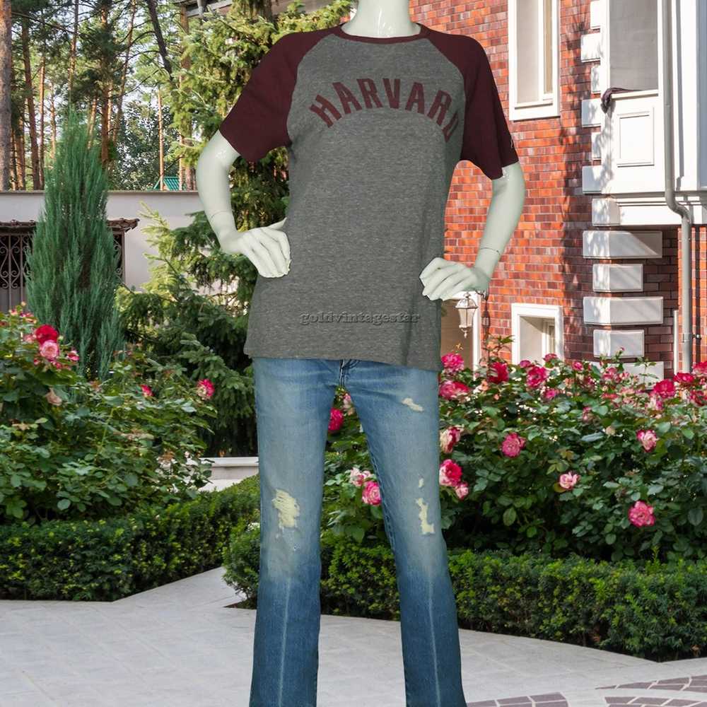 Harvard Retro Heather Gray Tee Unisex M - image 5