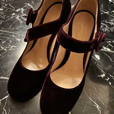 Gianvito Rossi Burgundy Velvet High Heels - image 1