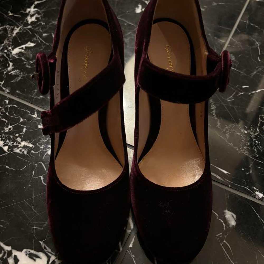 Gianvito Rossi Burgundy Velvet High Heels - image 7