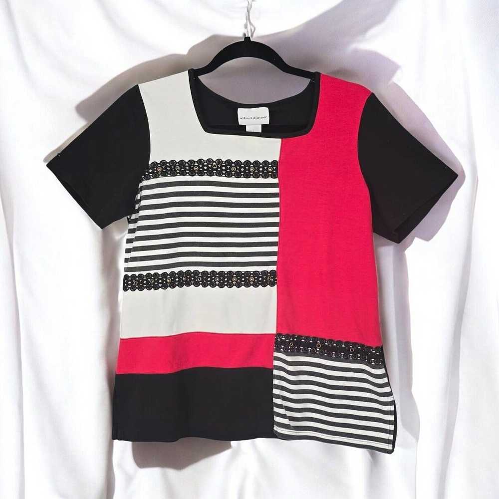 Alfred Dunner Blouse Women Small Red Black White … - image 1