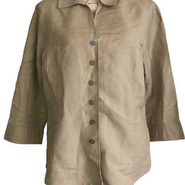 East 5th Woman - XLT Button Down Linen khaki Blous