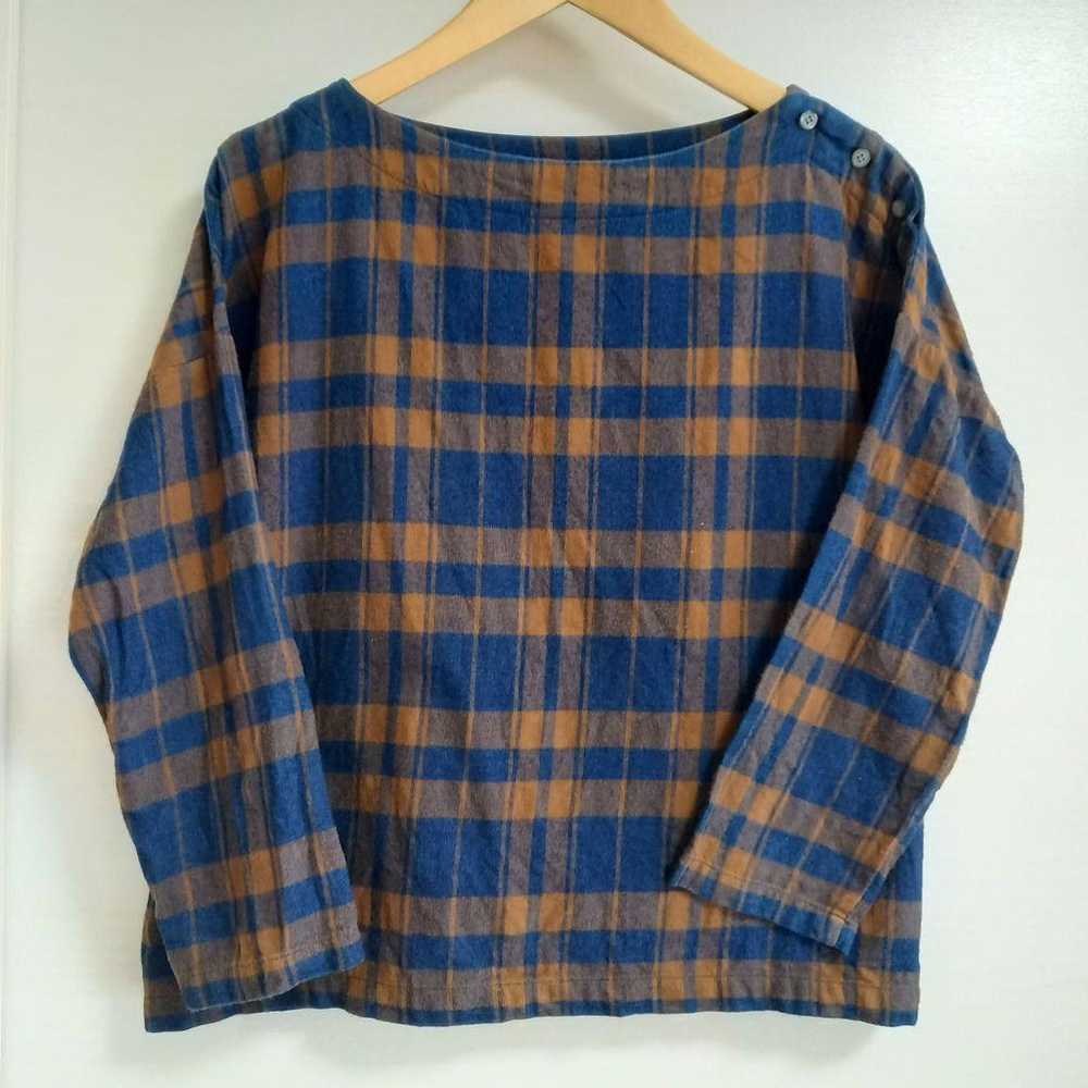 Ichi Check Pattern Pullover Natural Made in Japan - image 1