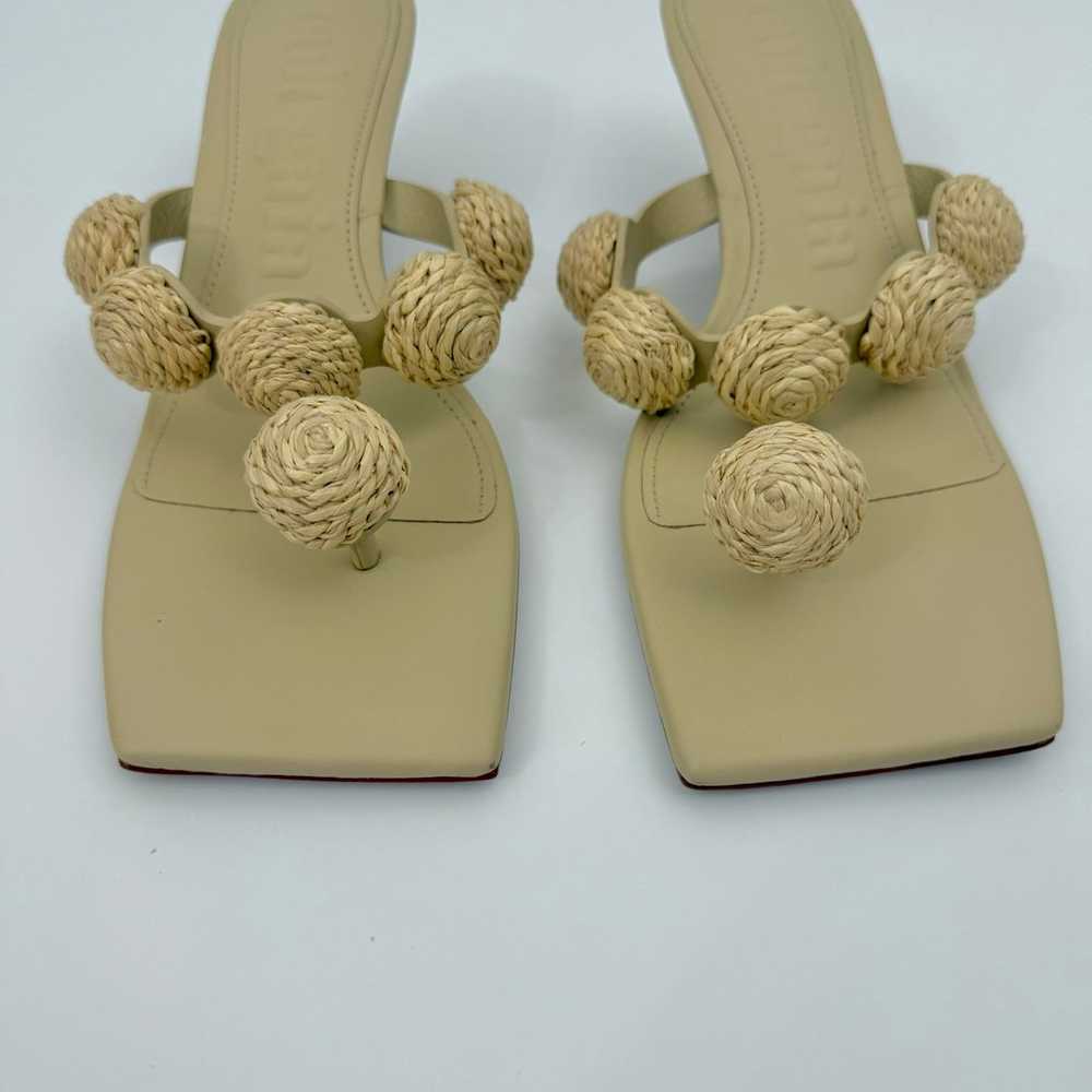 Cult Gaia Sarina Sandal Raffia Pompom Kitten Heel… - image 3