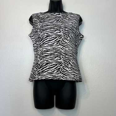 Vintage 90s 00s Black and White Zebra Print blouse - image 1