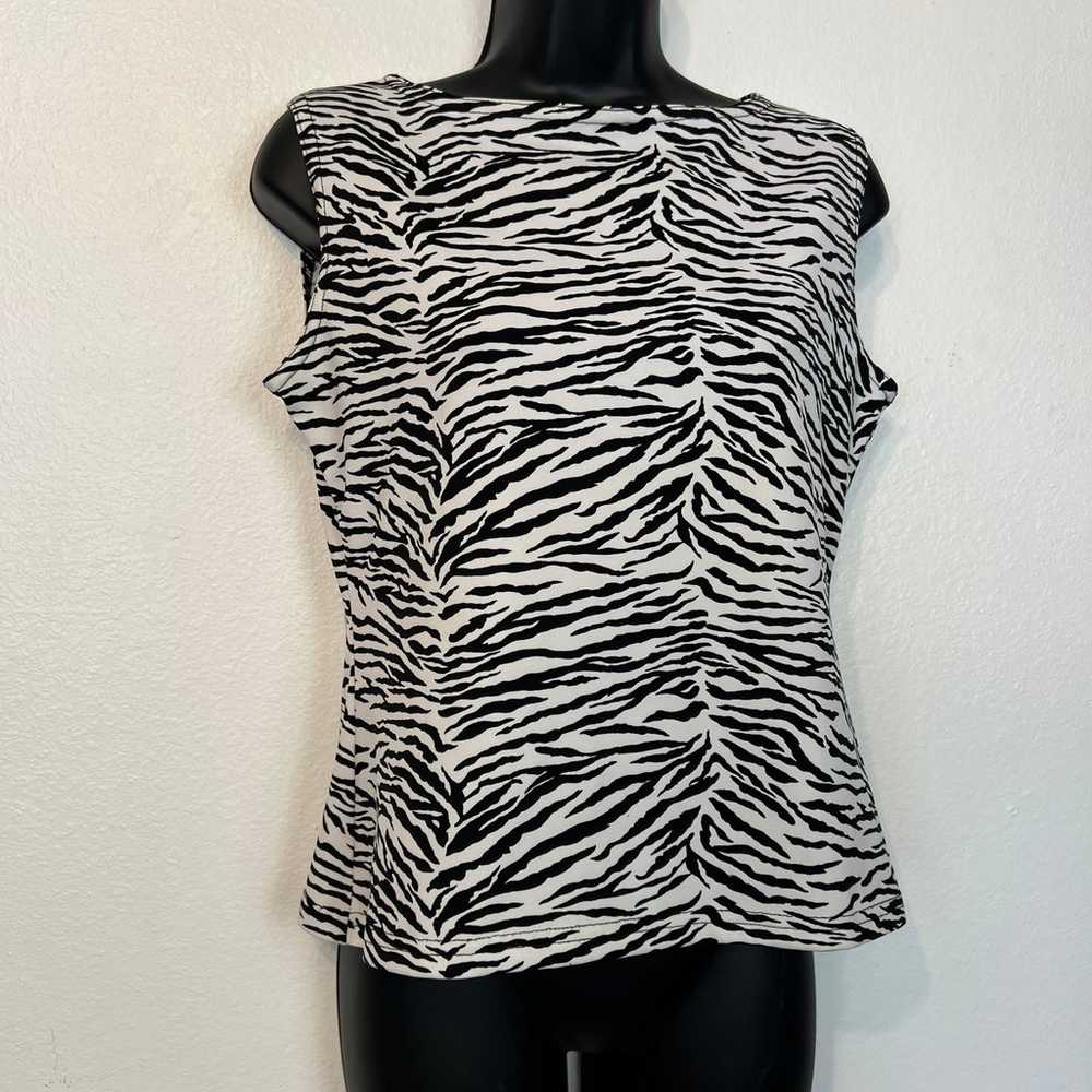 Vintage 90s 00s Black and White Zebra Print blouse - image 2