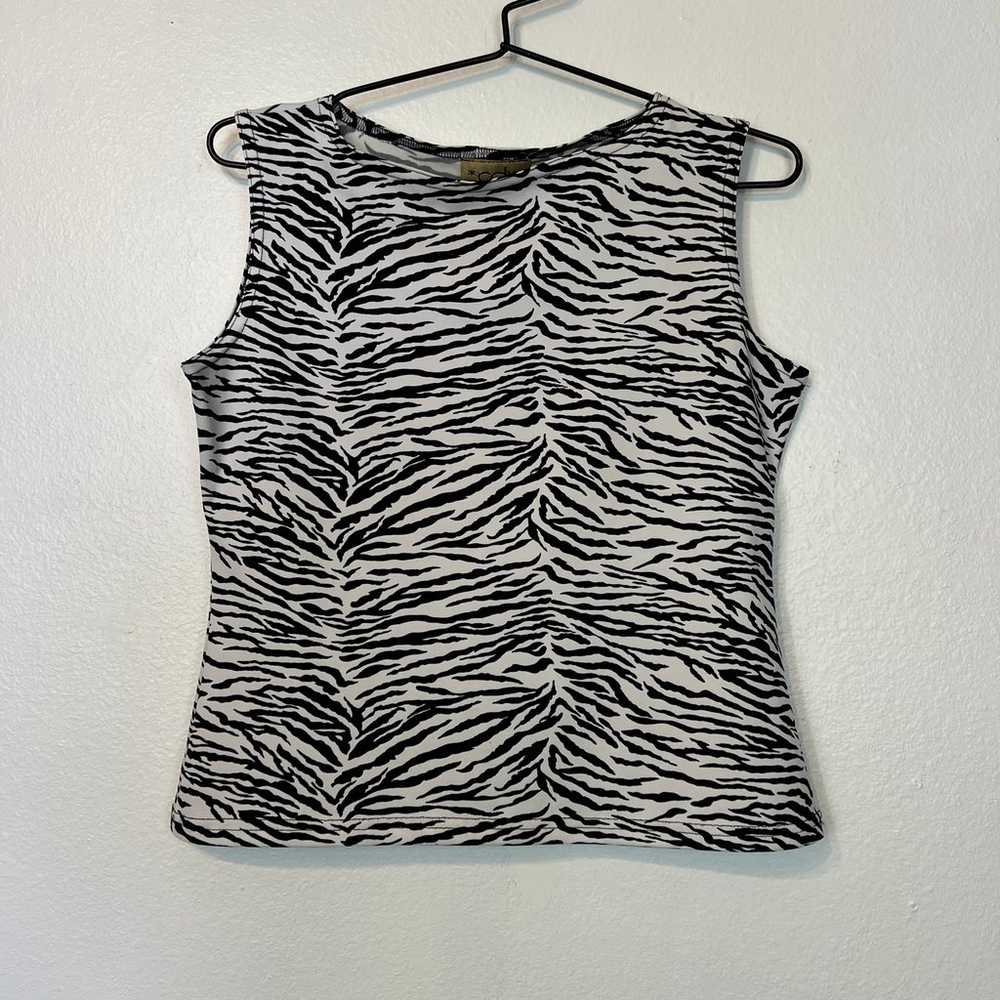 Vintage 90s 00s Black and White Zebra Print blouse - image 3