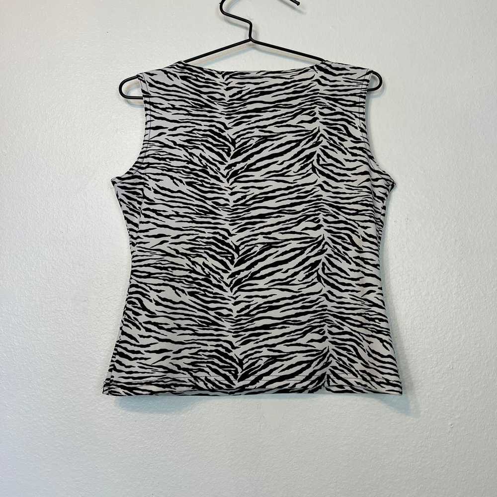 Vintage 90s 00s Black and White Zebra Print blouse - image 4