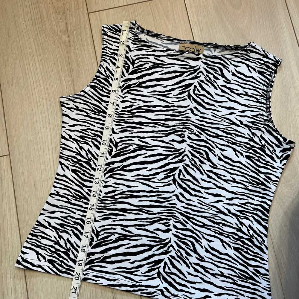 Vintage 90s 00s Black and White Zebra Print blouse - image 7