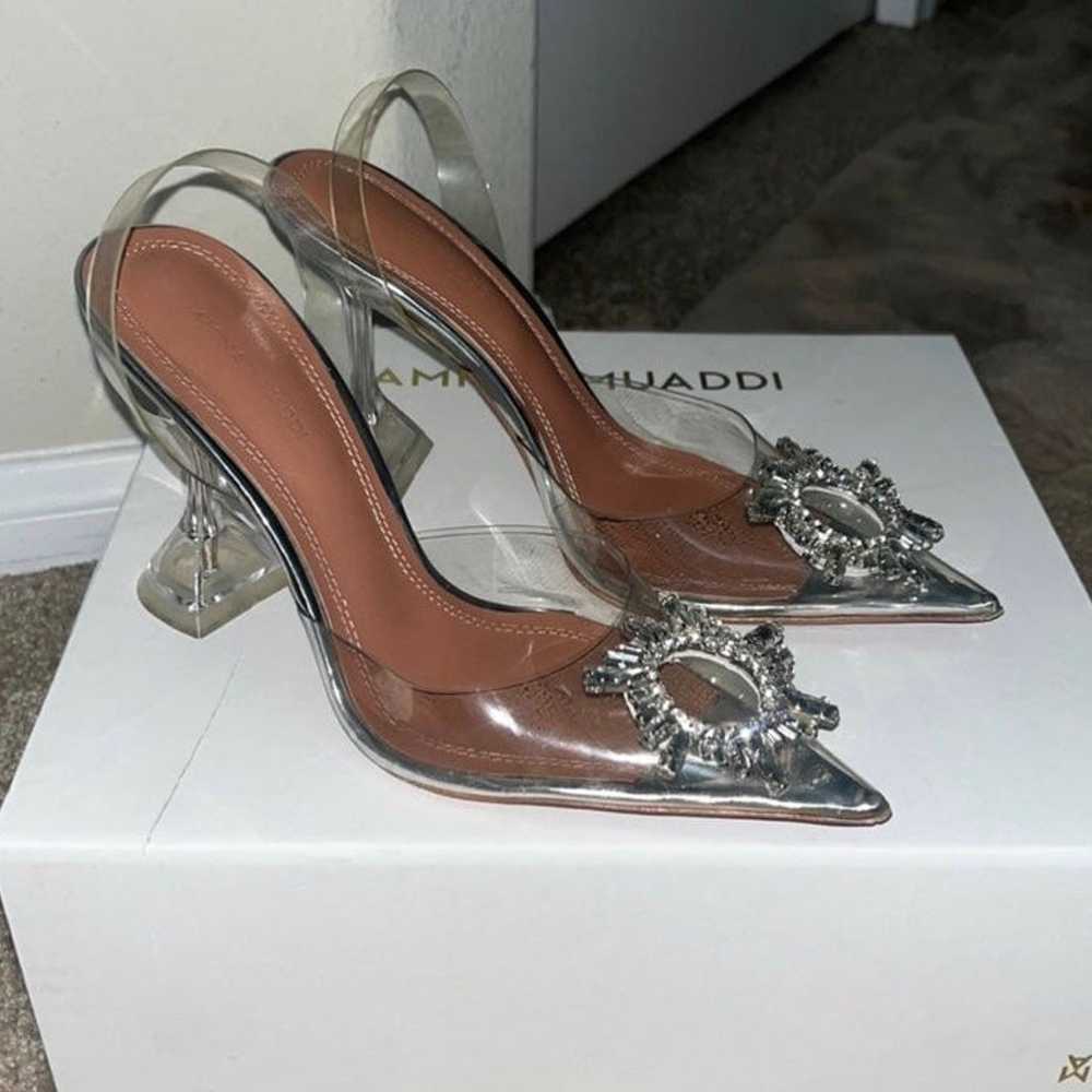 Amina Muaddi Crystal heel sling backs - image 2