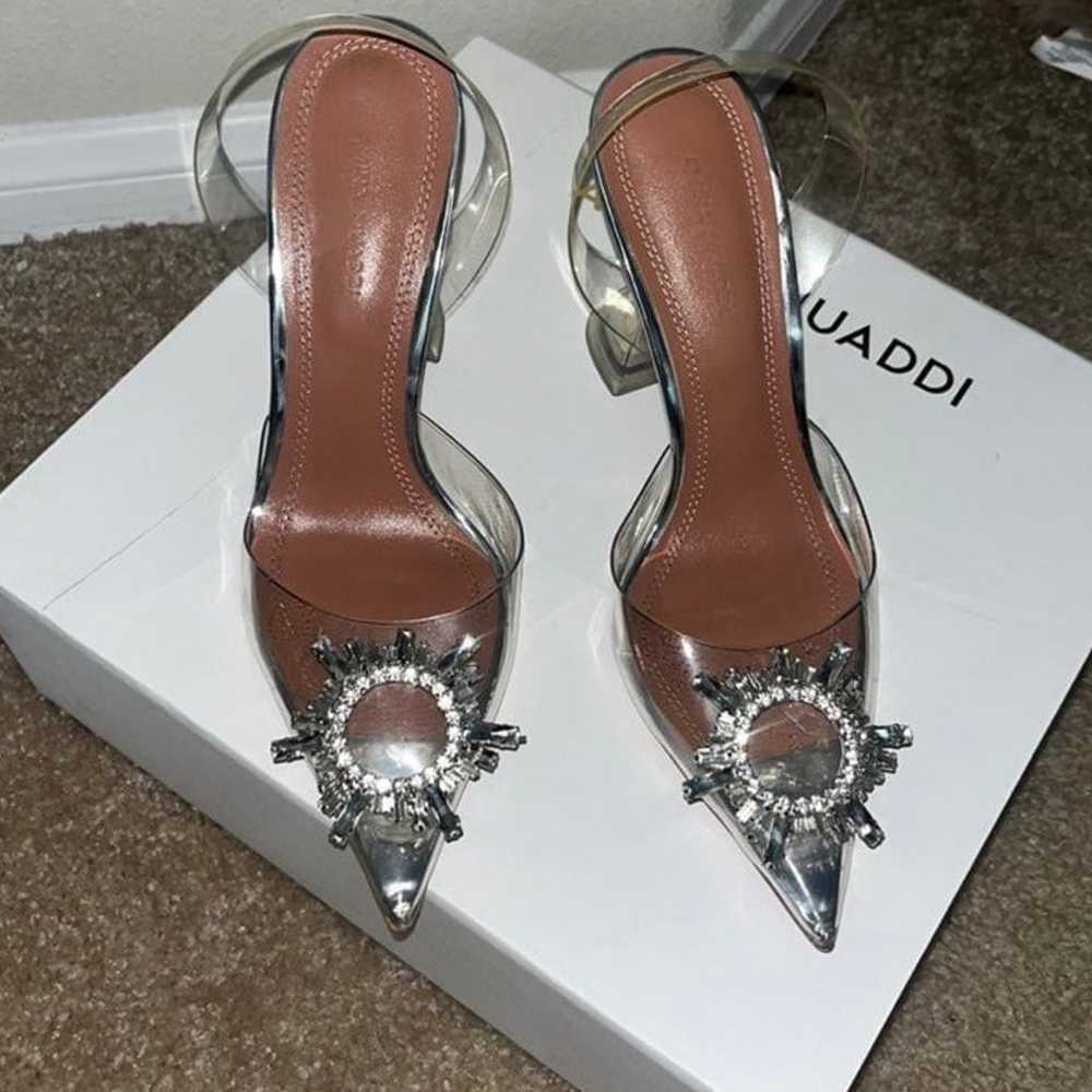 Amina Muaddi Crystal heel sling backs - image 3