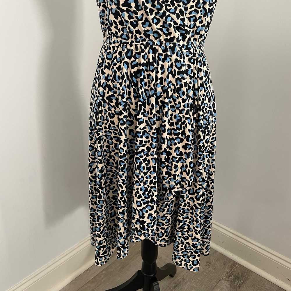 BCBGMaxAzria Cream Blue Animal Print Faux Wrap Fi… - image 4