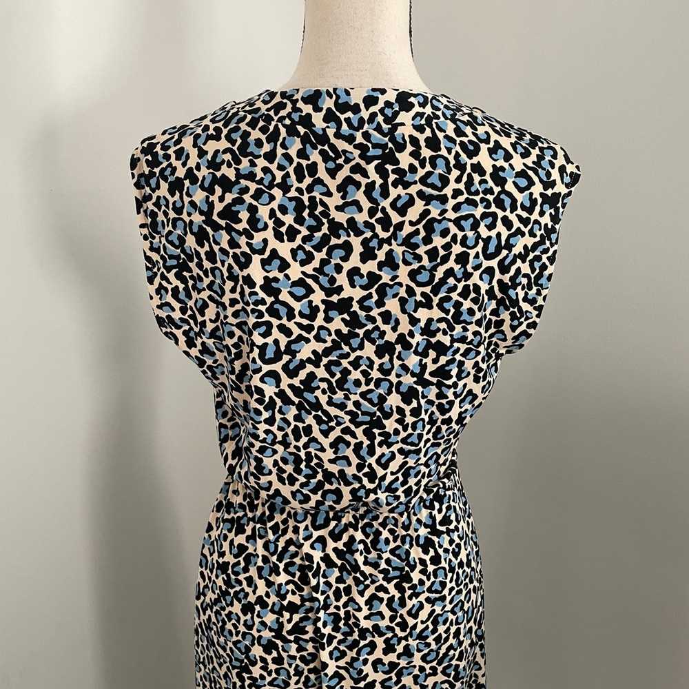 BCBGMaxAzria Cream Blue Animal Print Faux Wrap Fi… - image 5