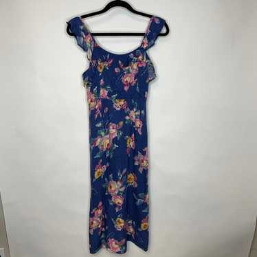 Le Lis Blue Floral Ruffle Midi Dress Sz Small