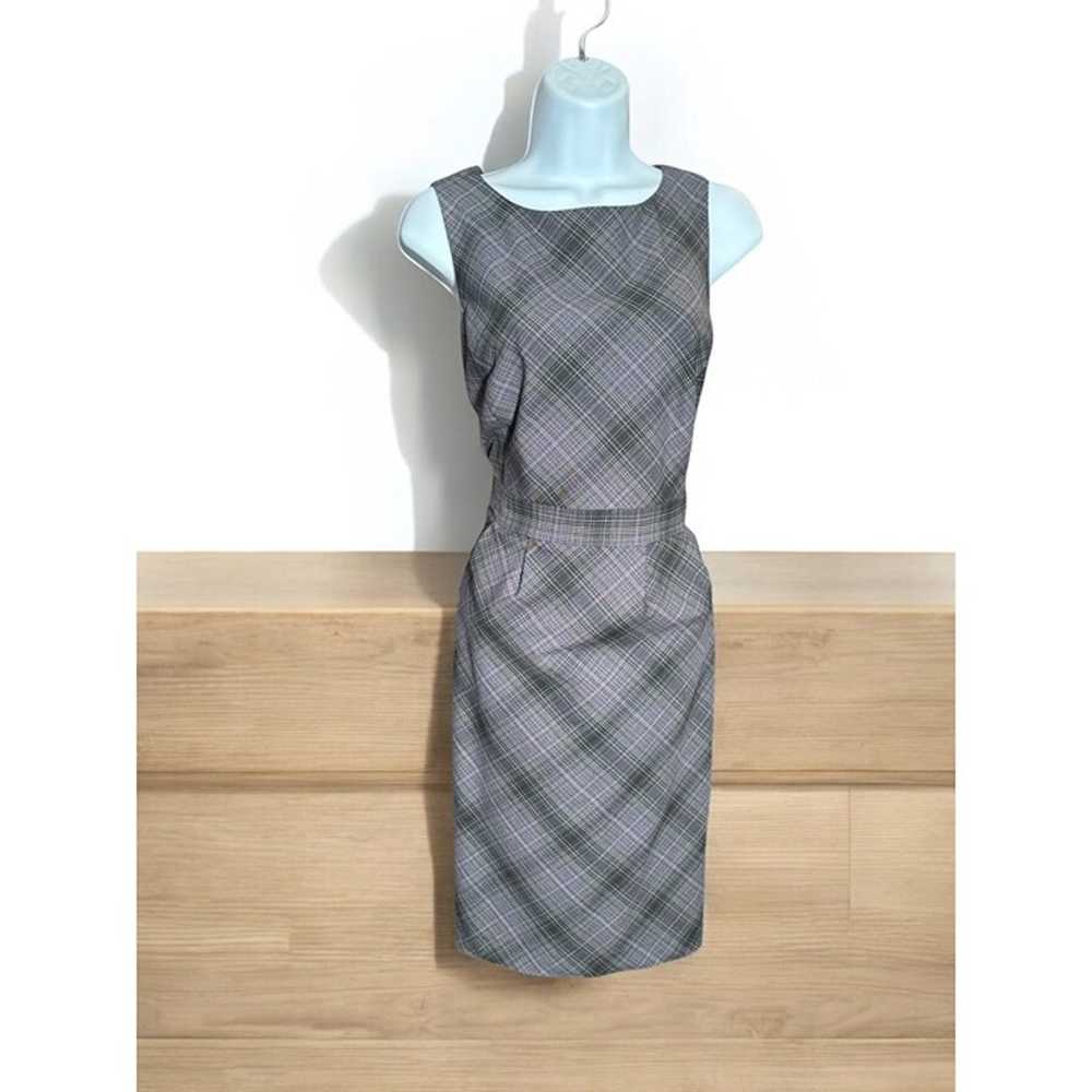 Merona Plaid Gray Sheath Dress Size 8 - image 1