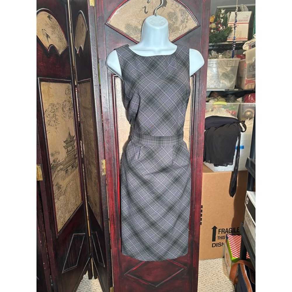 Merona Plaid Gray Sheath Dress Size 8 - image 5