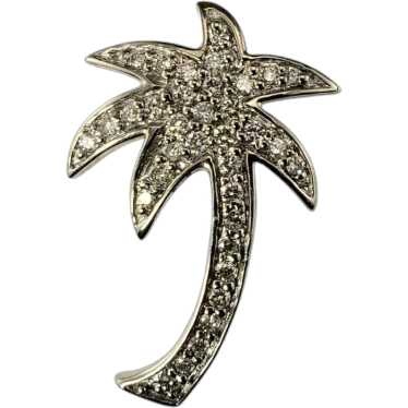 14 Karat White Gold Diamond Palm Tree Pendant #19… - image 1