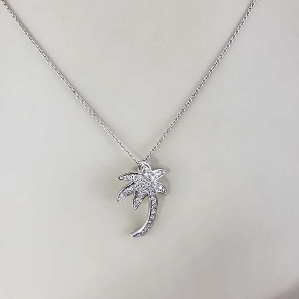 14 Karat White Gold Diamond Palm Tree Pendant #19… - image 8