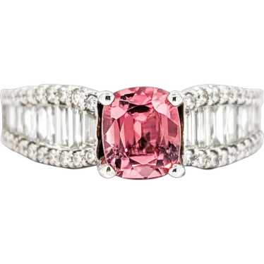 Gorgeous Pink Tourmaline & Baguette Diamond Ring i