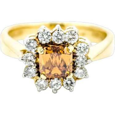 Stunning 1ct Yellow Orange Fancy Diamond Ring in P