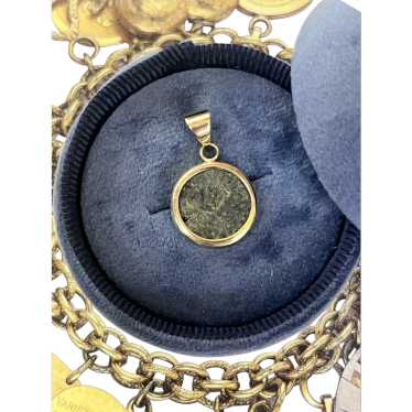 Vintage 14K Yellow Gold Ancient Coin Charm Pendant