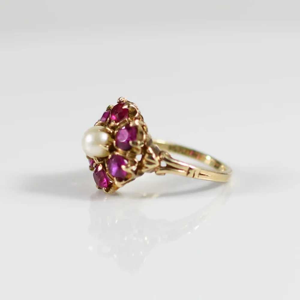 Vintage Pearl & Sythetic Ruby Ring - image 3