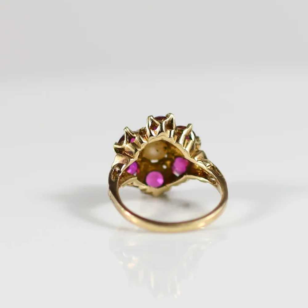 Vintage Pearl & Sythetic Ruby Ring - image 4