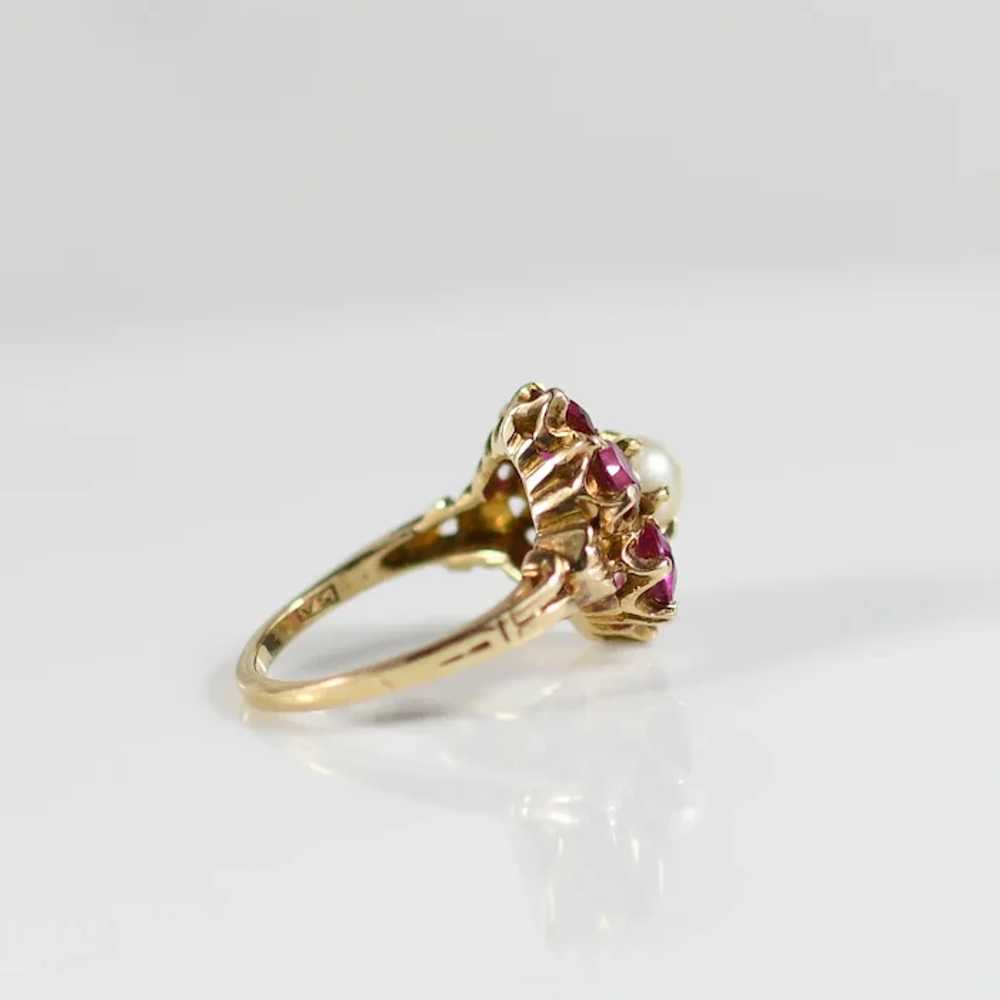 Vintage Pearl & Sythetic Ruby Ring - image 5