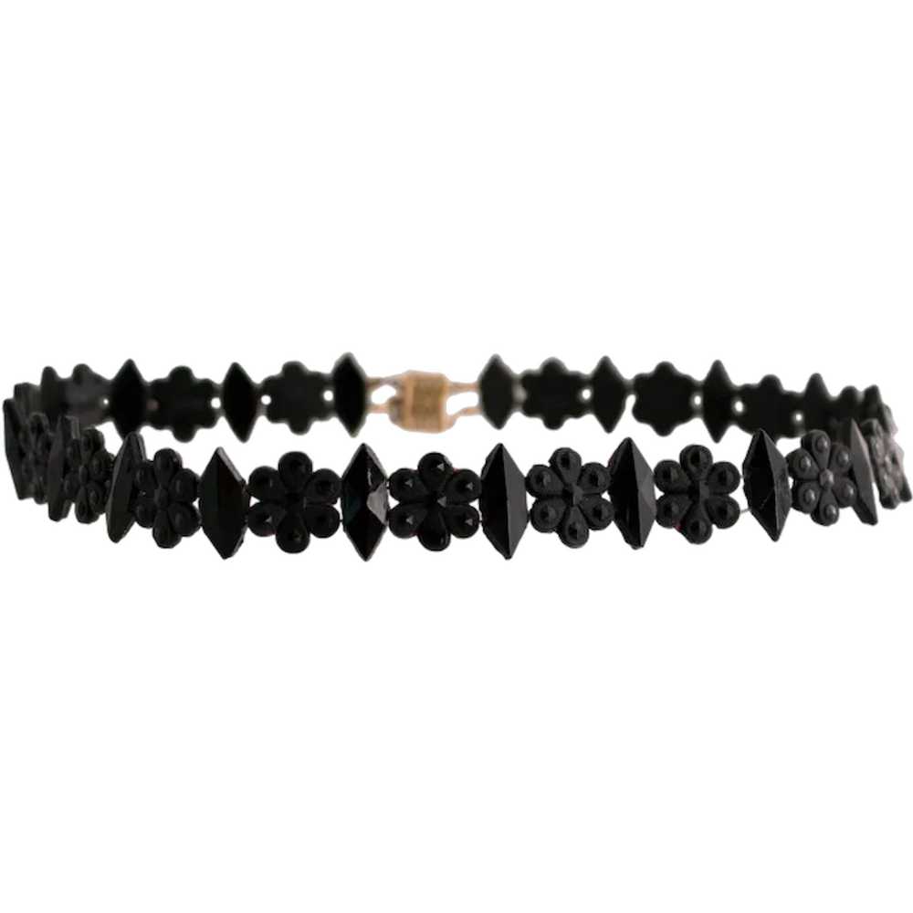 French Black Molded Glass Choker Necklace - image 1