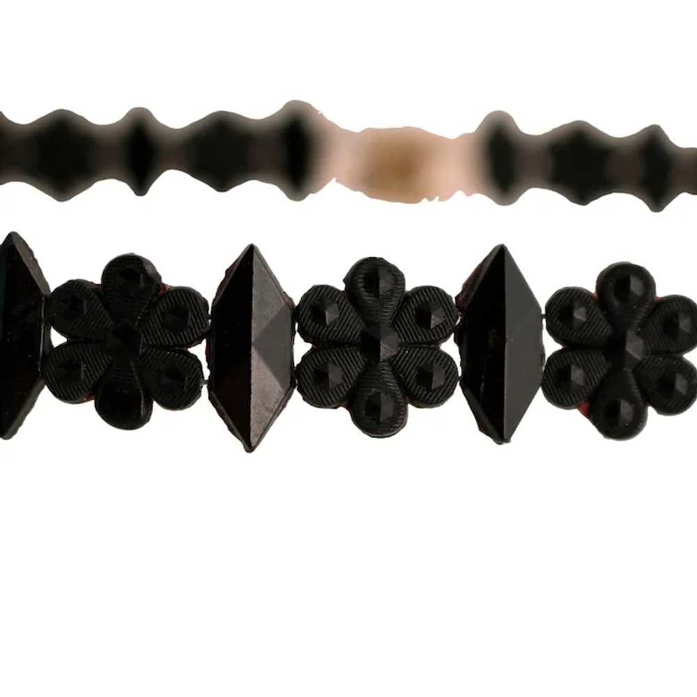 French Black Molded Glass Choker Necklace - image 2