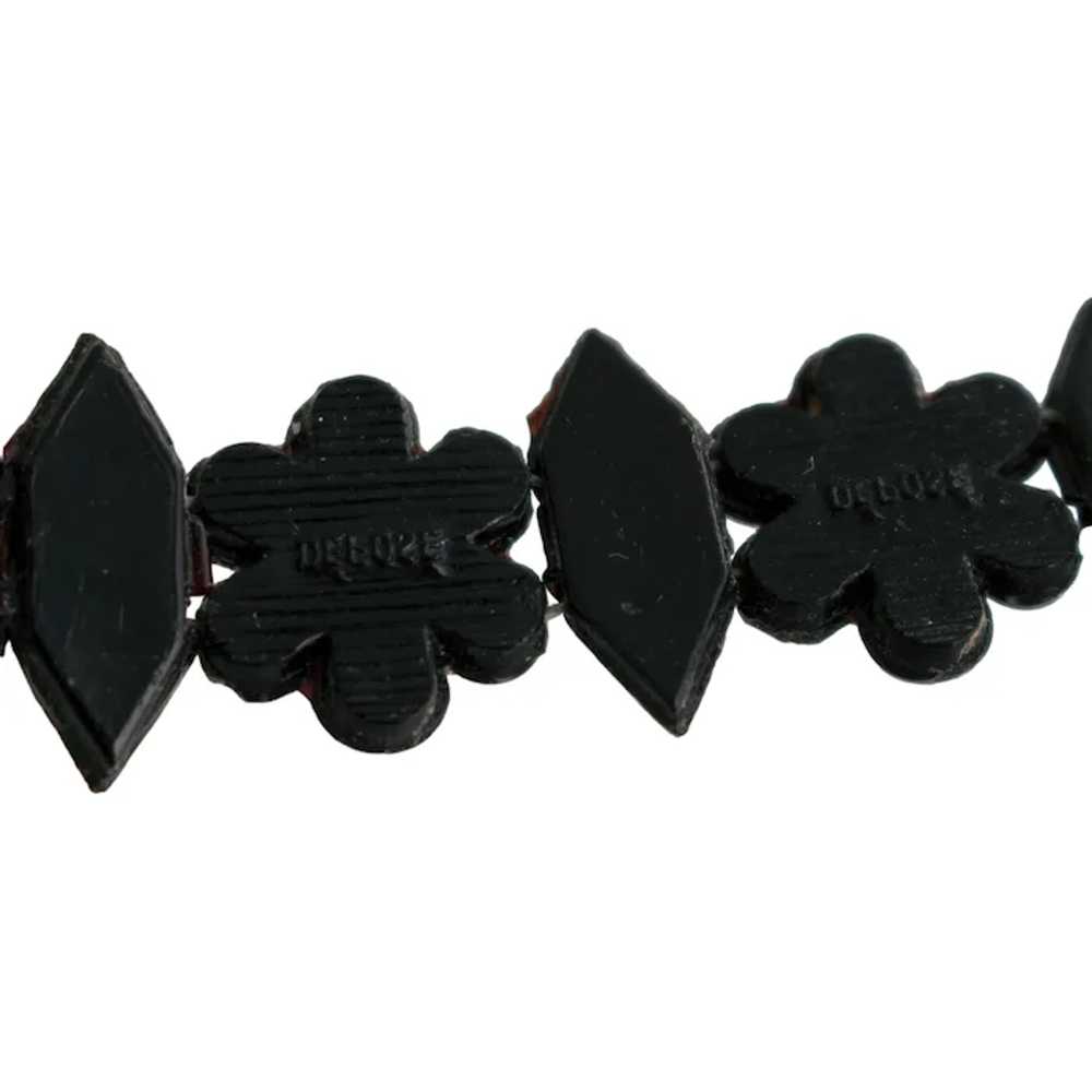 French Black Molded Glass Choker Necklace - image 3