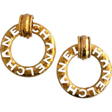 Chanel Open Work Doorknocker Earrings - image 1