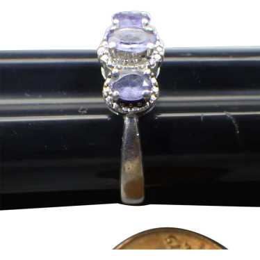 1990s Tanzanite Three Stone Ring, Sterling Mountin