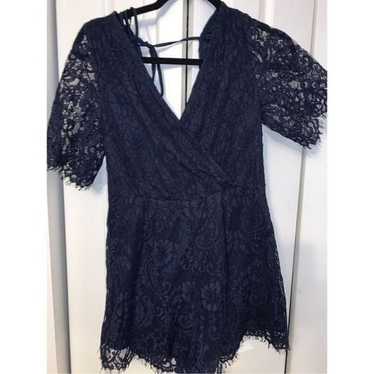 Blue lace romper size medium - image 1